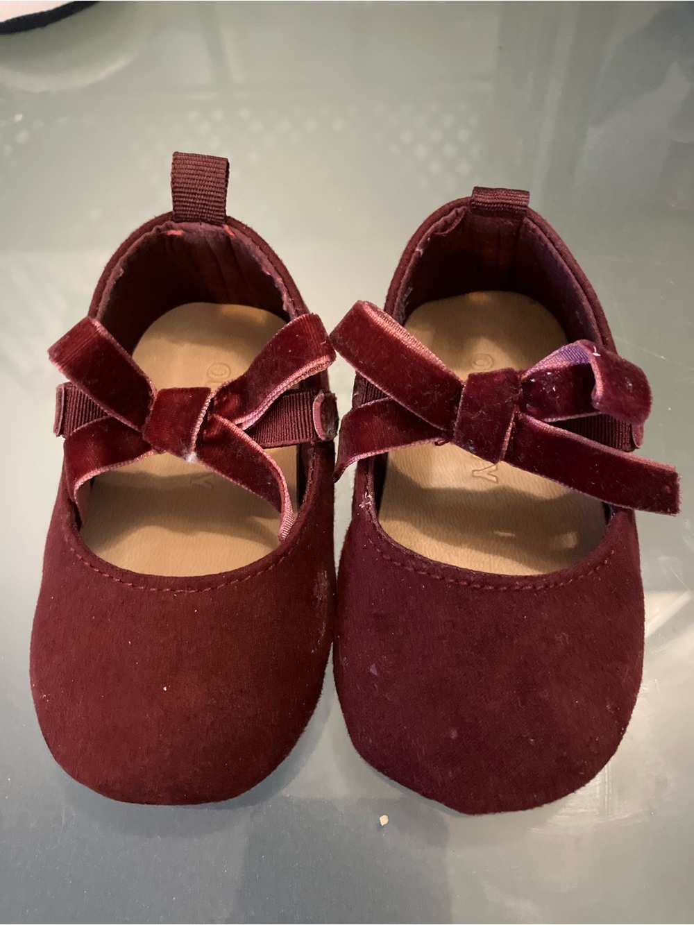 Old Navy Velvet Bow Mary Janes in Deep Wine